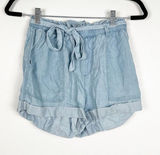 AERIE Chambray Belted Shorts Blue Sz S Photo 0