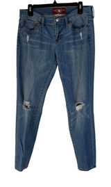 Lucky Brand Y2k Size 8‎ 29 Inseam Distressed Blue Denim Skinny Jeans Mid Rise Photo 0
