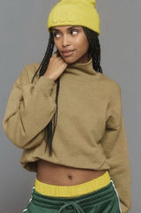 Pilcro Perfectly‎ Oversized Pullover Sweatshirt in green Size XL Bubble Hem Crop Photo 0