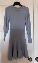 NWT Women Dress Sweater Round Neck Lantern Sleeve Knitted Sweater Mini Dress Photo 0