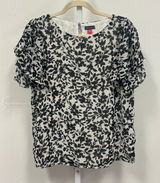 Vince Camuto Floral Tiered Flutter Sleeve Blouse 9161011 Med Womens Black White Photo 0