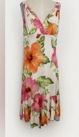 Tommy Bahama Floral Silk shift Dress with Orange and Pink Accents Photo 0