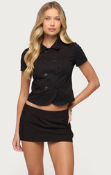 Edikted PILAR SHORT SLEEVE COTTON TRENCH SHIRT Photo 0