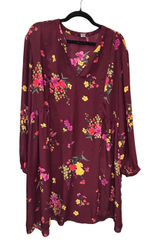 Old Navy Burgundy Floral Long Sleeve Semi-Sheer Shift Dress/Tunic Boho XXL Photo 0