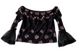 Adiva Womens Black‎ Pink Floral Lace Whimsigoth Witchy Off Shoulder Top Size Xl Photo 0