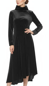 Soft Surroundings Saorise Velvet‎ Dress 4 High Neck Asymmetric Evening Wedding Photo 0