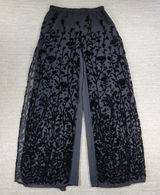 VTG Ronni Nicole Velvet Burnout Wide Leg Pants M Black Sheer Holiday Party Photo 0