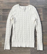 Y2K cable knit cotton sweater St. John's Bay cream cable knit sweater in size M No noticeable flaws, super soft and a fall staple!! Ptp 14.5 Waist 13” Inseam 18.5” Length 25” Material is stretchy #cableknit #cozy #Cotton #Sweaters#Fall Photo 0