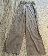 H&M High-Waist Wide Leg Satin Pants in Taupe Photo 0