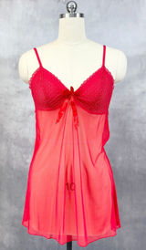 Very Sexy Chemise Nightie Slip Dress Womens‎ 10 Red Sheer Whimsy Fairy Dainty Photo 0