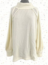 Free People Cream Oversized Fall Knit Sweater Boho Comfort Waffle Top Size M NEW Photo 0