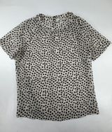 Madewell Womens XS Polka Dot Metallic Sheer Short Sleeve Blouse Cream Black Photo 0