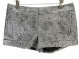 Express Tweed Shorts Women 6 Silver Metallic Black Pockets Cuffed Lined Party Photo 0