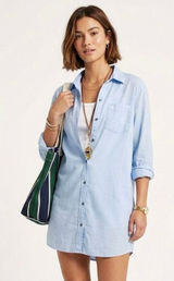 ABERCROMBIE & FITCH Women's Cotton Poplin Long Sleeve Shirt Shirtdress Blue Photo 0