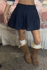 Y2K Abercrombie & Fitch Navy Blue Smocked Waist Mini Skirt Photo 0