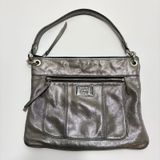 Coach Poppy Metallic Silver Leather Shoulder Bag Purse Logo Vtg Y2K Photo 0