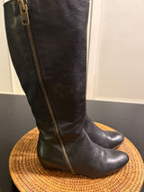 Corso Como Black Pebbled Leather Wedge Knee‎ High Tall Boots Womens 7.5 M Photo 0