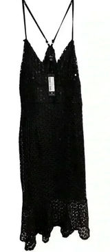 Lulus Women's XL Black Crochet‎ Sleeveless V-Neck Midi Dress-NWT Photo 0