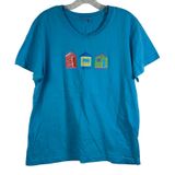 Fresh Produce Womens Blue Beach House Graphic T-Shirt Cotton USA Made Large Photo 0