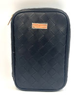Kevyn Aucoin Woven Makeup Bag Black Faux Leather Travel Case Gold‎ Hardware NEW Photo 0