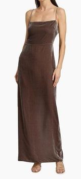 NWT REFORMATION Frankie Velvet Maxi Gown Dark Gray Dress Sz 8 Photo 0