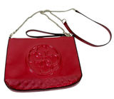 Guess Red Patent Quilted Crossbody Bag Logo Embossed Chain Strap Purse Chain Photo 0