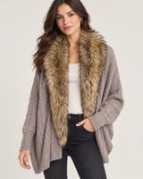 Joie Cable Knit Cardigan Sweater Detachable Faux Fur Collar Size Small Photo 0