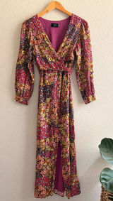 VICI Collection bohemian long-sleeve floral wrap maxi dress small Photo 0