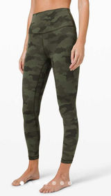 Lululemon Align Pant II Sz4 High Rise Leggings 25" Green Camo Yoga Pants In Sz 4 Photo 0