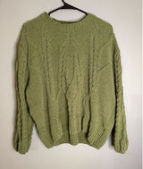 Time and Tru Women's Mixed Stitch Crewneck Green Sweater Size Small Photo 0