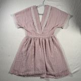 SHEIN Womens Small Pink Swiss Dot Lace Trim Mini Dress Short Sleeve Boho Photo 0