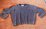 Vintage Havana Distressed Sweater Size M Studded Sleeve Cotton Knit Cropped Photo 0