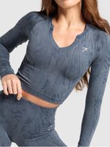 Gymshark Adapt Camo Seamless Long Sleeve Top Titanium Blue Women’s Large Photo 0