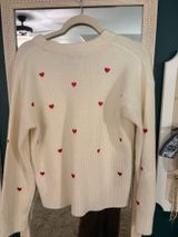 A New Day Sweater Knit XS white with hearts Photo 0