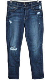 7 For All Mankind Josefina Skinny Boyfriend Jeans Distressed Button Fly Size 27 Photo 0