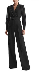 WHBM WHITE HOUSE BLACK MARKET Long Sleeve Sheer Sleeve Jumpsuit NWT SZ 8 Photo 0