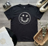 Converse Graphic Tee Black Smiley Face Star Eyes‎ Short Sleeve Shirt Size M Photo 0