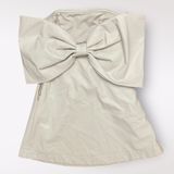 Miou Muse Cream Faux Leather Bow in back Strapless Short‎ Dress NWT Size S Photo 0