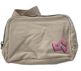 Tan Nylon Belt‎ Bag Pink Crown Graphic Crossbody Fanny Pack Y2K Princess NWOT Photo 0