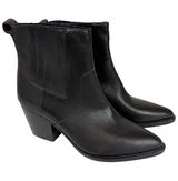 J. Crew Black Leather Point Toe Heeled Chelsea Western Ankle Boots Size 8 Photo 0
