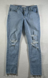Women’s Levi’s 711 Skinny Ankle Jeans Distressed Light Wash Raw Hem Size 30x27 Photo 0