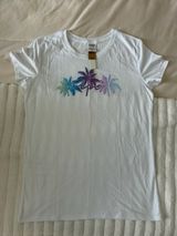 NWT PINK Victoria's Secret White Short Sleeve Tee with Ombre Palm Graphic Photo 0