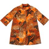 Ellen Tracy Animal Print Topper Coat Orange Brown Zebra Leopard Mock Neck Size 6 Photo 0