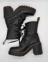 Dr. Martens Kendra Boot Women 8 Black Leather Lace Up Platform Block Heel Combat Photo 0