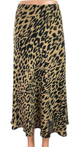 Banana Republic Beige Leopard Animal Print High Waist Flare Midi Skirt Size L Photo 0
