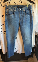 Quince Organic Cotton Slim Straight Jeans 30x30 Mid Rise Stretch Blue Photo 0