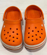 Crocs Classic Clog Bright Orange White Stripe Size 6 M 8 W Photo 0