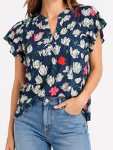Trovata birds of paradise short sleeve blouse silk/cotton size small Photo 0