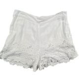 Sim & Sam Eyelet Lace Shorts Womens S White Floral Scalloped Hem Elastic Waist Photo 0