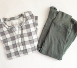 Warm Essentials by Cuddl Duds 2-Piece Lounge PJ Set - L - Grey + Green Plaid Photo 0